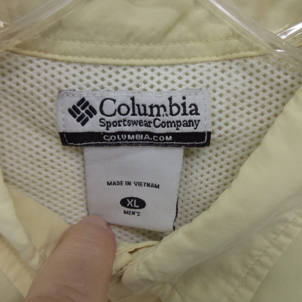Columbia Men's Shirt XL PFG Fishing Short Sleeve Chest Pocket Yellow Omni-Shade - Picture 4 of 13